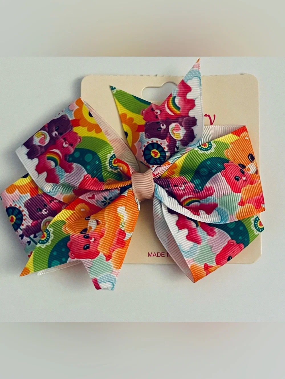 CareBear Print Hair Bows - Set of 4